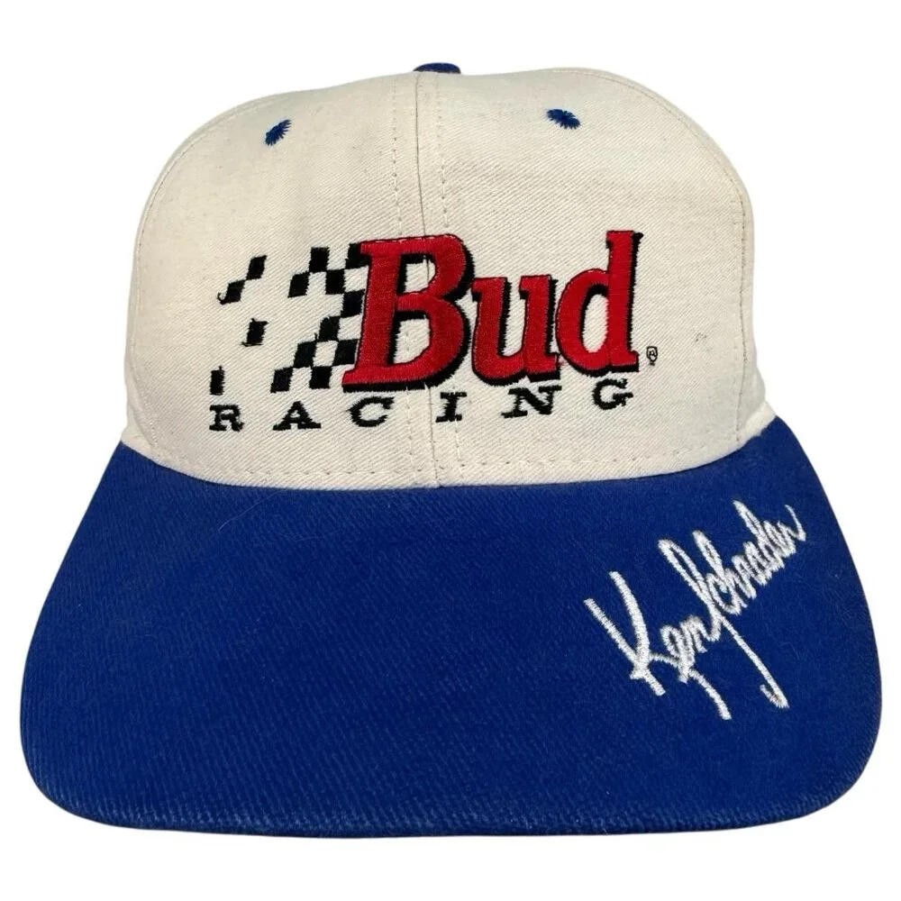 New VTG 90s Ken Schrader Bud Racing Snapback Hat #25 Cap Budweiser Embroidery - Picture 2 of 10